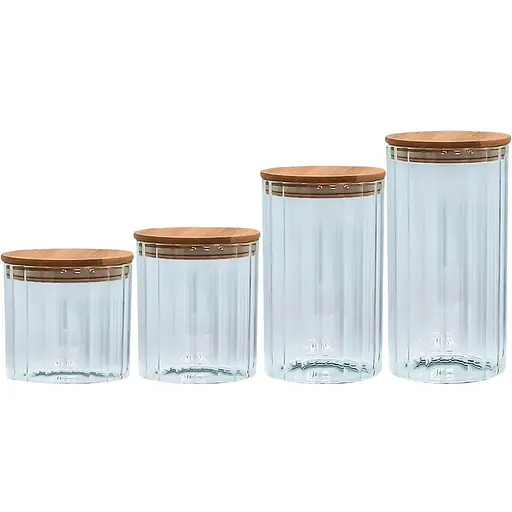 Емкость стеклянная Vittora с деревянной крышкой круглая янтарь 800 мл VT-8008 (135513) - фото 4