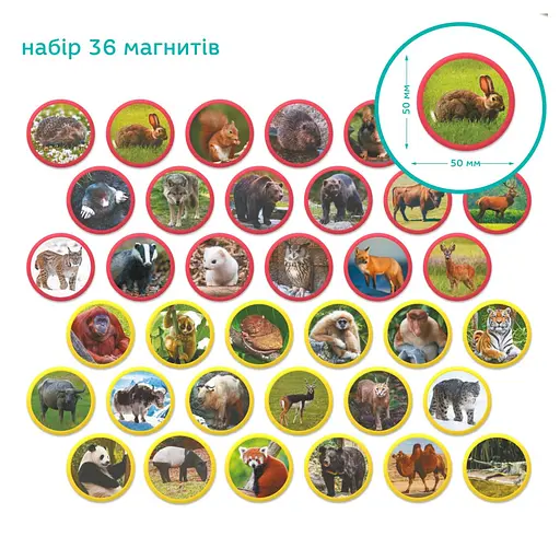 Дитячий магнітний набір Монтесорі "Тварини на континентах: Євразія" DoDo Toys 200285, 36 елементів - фото 4