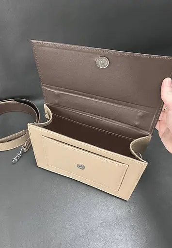 Жіноча шкіряна сумка Grace темно-бежевий/бежевий - фото 8