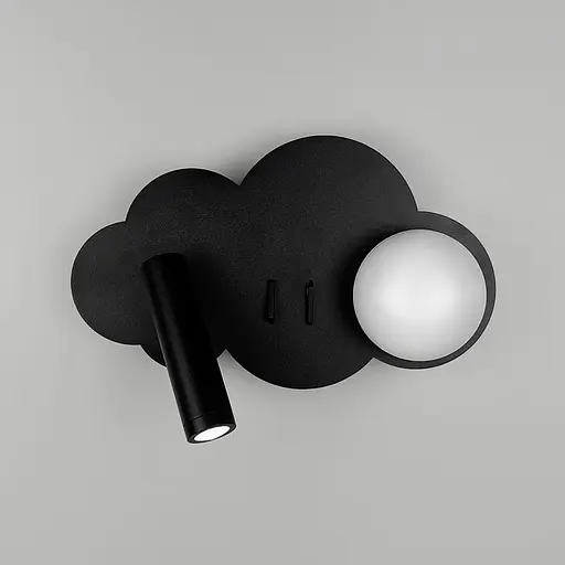 Ліве бра Line F Хмаринка у чорному корпусі 24х17 см Арт. WJ031/2 BK Left  - фото 3