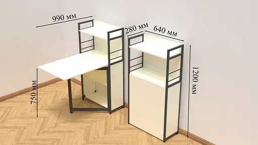 Стол книга с этажеркой Практик 1 Ferrum-decor 1200x640x990 Черный металл ДСП Белое 16 мм (FRD-104611) - фото 2