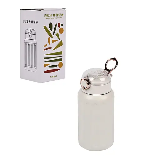 Термос-поїлка Stenson MT-5351 з ручкою та трубочкою на кнопці 500 мл Сірий - фото 2