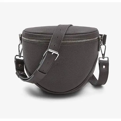 Шкіряна сумка поясна-кроссбоді Vacation графіт флотар - фото 1
