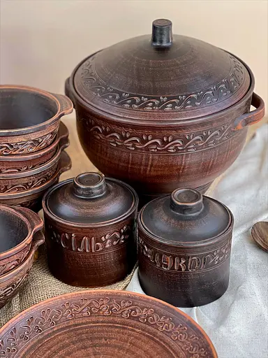 Столовый сервиз керамической (глиняной) посуды для Борща на 6 человек Декор - фото 9
