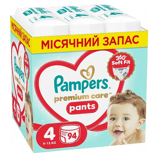 Подгузники-трусики Pampers Premium Care Pants Размер 4 (9-15 кг) 94 шт. - фото 1