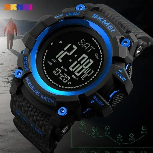 Чоловічий годинник з барометром Skmei 1358 processor (Синій) - фото 5