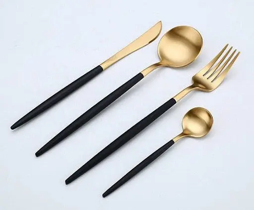 Набор столовых приборов A-Plus Cutlery set Gold на 1 персону 4 предмета Золотой - фото 6