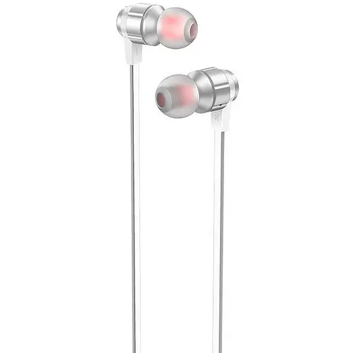 Провідні вакуумні навушники Hoco M85 Platinum sound universal earphone with mic, 3.5mm, 1.2m, silver - фото 3