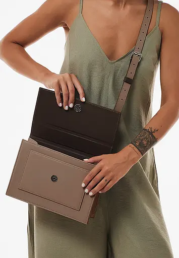 Жіноча шкіряна сумка Grace темно-коричневий/карамель - фото 4