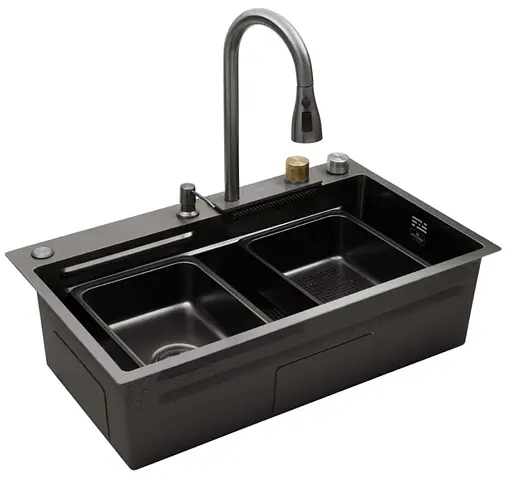 Кухонная мойка Kroner KRP Schwarze - SET7545HM PVD (3.0/0.8 мм) (CV033382) - фото 3