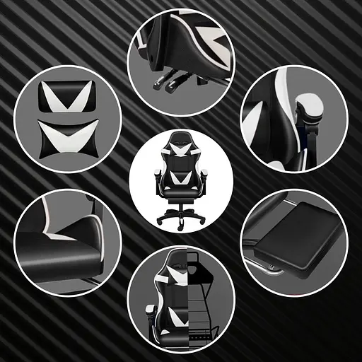 Кресло геймерское PLAYER с подставкой для ног и массажем Black/Grey (100016) - фото 7