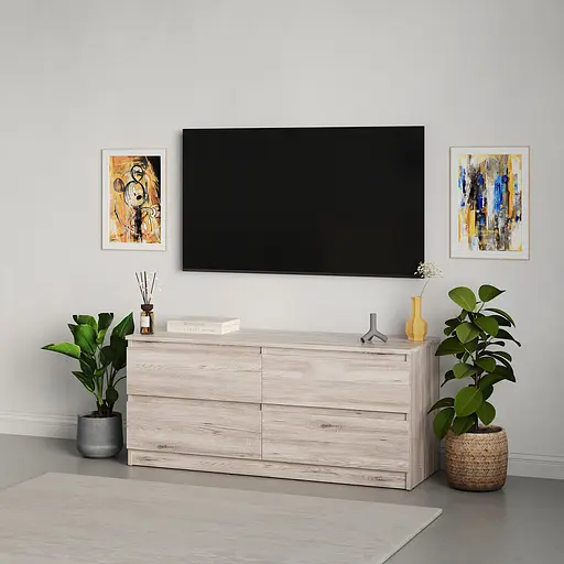 Тумба під телевізор MebelStar Нео 4Ш 120x43x53 см Аляска сірий (MBS-1273) - фото 1