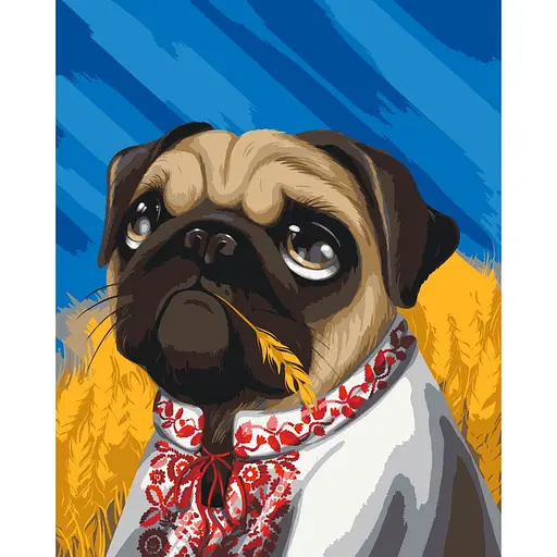 Картина за номерами "Мопс у вишиванці" @Pollypop92 11511-AC 40х50 см