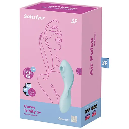 Вакуумний стимулятор клітора з вібрацією Satisfyer Curvy Trinity 5+ блакитний - фото 7