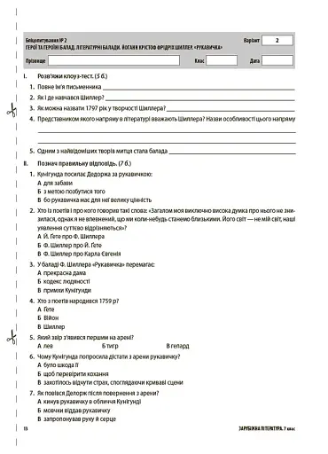 Оцінювання. Зарубіжна література. УСІ діагностувальні роботи. 7 клас - фото 5