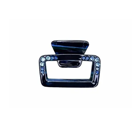 Заколка-краб прямоугольная для волос 5 см со стразами пластиковая с металлическим механизмом Темно-синий - фото 1
