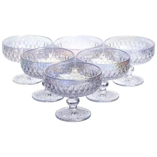 Набор креманок на ножке 6 штук из толстого стекла rainbow HP-19-257 креманка для десертов салатов мороженого - фото 1