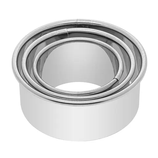 Набір круглих форм для оформлення салатів та висічки тіста для пельменів вареників Ø 9/7.5/6 см (3 шт.), Kitchette Сріблястий 85156 - фото 8