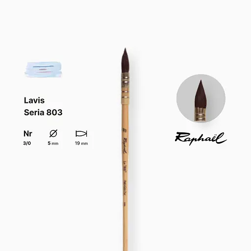 Кисть белка круглая Raphael Lavis, №3/0, французская вязкая, короткая ручка - фото 2