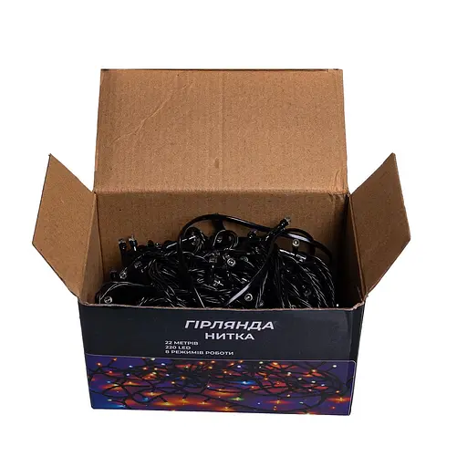Новорічна гірлянда кімнатна нитка GarlandoPro 22 м 220 LED чорний провід Біле світло W220LED22MBW - фото 7