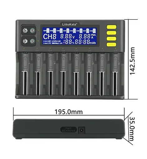 Заряднoe устройство Liitokala Lii-S8 (на 10 каналов) с блоком питания - фото 5