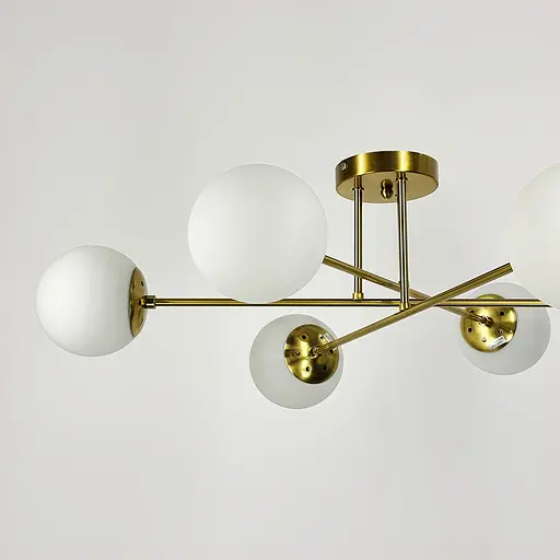 Люстра в латунном корпусе с 6 белыми плафонами Ø 73 см | Ст. S 7072/6 TBS+WT | Line F - фото 5