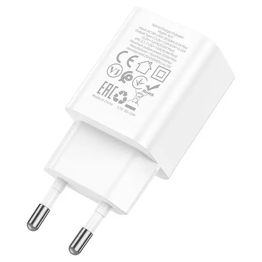 Мережевий зарядний пристрій Hoco N27 Innovative single port PD20W charger білий - фото 3