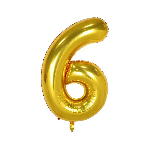 Шар воздушный фольгированный (102 см) Цифра 6 золото