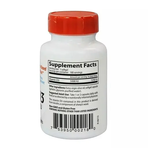 Витамин D Doctor's Best Vitamin D3 5000 IU, 180 вегакапсул комплексное укрепление костей и зубов - фото 2