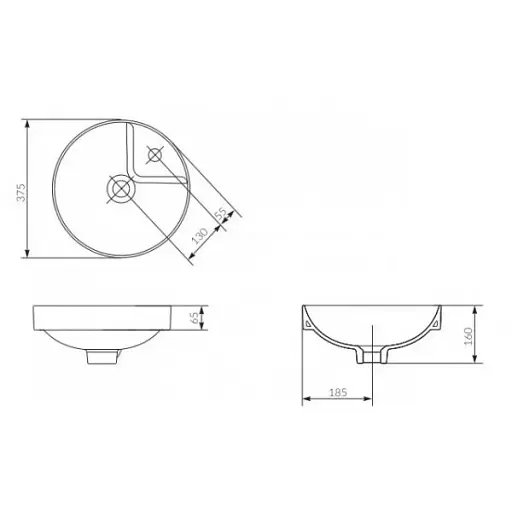 Раковина врезная в столешницу Cersanit Crea круглая 38 см. K114-002 30412 - фото 4