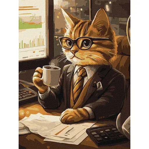 Картина за номерами "Кіт-бізнесмен" Ideyka KHO6682 30х40 см