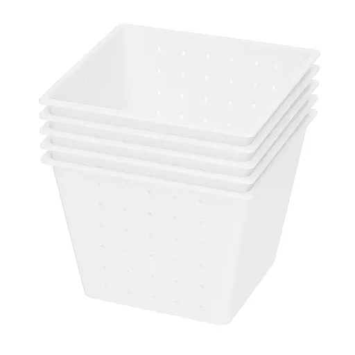 Комплект з 5 форм для виготовлення м'яких, вершкових, розсольних та сирів з пліснявою «Пірамідка» 0.4 л (фета, бринза, брі), Kitchette Білий 87896 - фото 1