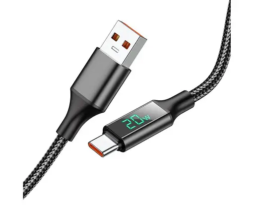 USB-Кабель Borofone BU32 з дисплеєм Type-C 3 A 1.2 м чорний - фото 1