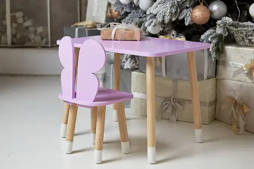 Детский прямоугольный столик со стульчиком Бабочка (Фиолетовый) - фото 7