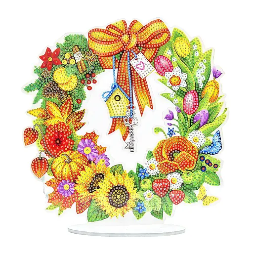 Алмазная мозаика Strateg ПРЕМИУМ Венчик - Целый год на подставке размером 25х25 см (YKLZ16354) - фото 1