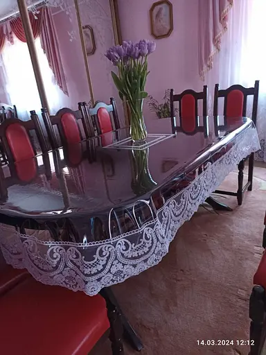 Силиконовая скатерть овальная с кружевом Арка 15 см 200х130 см Белый - фото 4