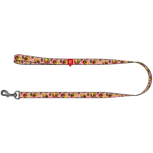 Поводок для собак Waudog Nylon нейлоновый, рисунок "Авокадо на розовом", M - фото 2