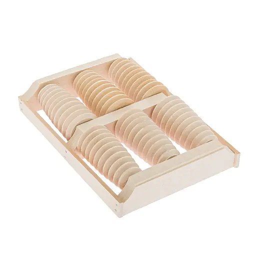 Масажер для стоп дерев'яний для профілактики плоскостопості та рефлекторного масажу на 6 роликів на дві ноги., Woodly 87032 - фото 1