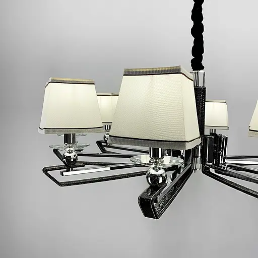 Люстра с черной экокожией на 10 абажуров Line.F S 1449/10 BK - фото 3