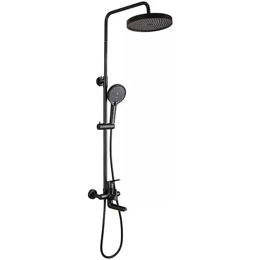 Душова система Frap вилив, лійка 3-функції F2417-6, Чорний матовий - фото 1
