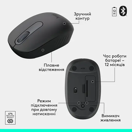 Комплект (Клавіатура та Миша) Logitech MK250 Wireless Combo UKR Graphite - фото 3