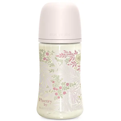 Пляшечка Suavinex Poetry фізіологічна соска середній потік 270 мл світло-рожева (308969)