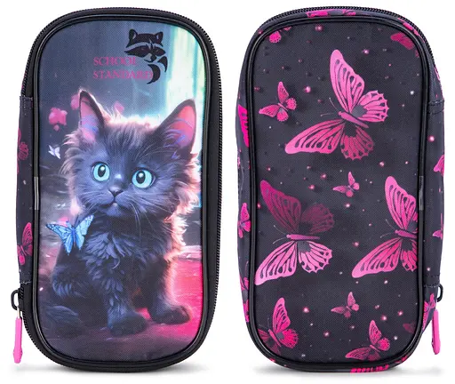 Пенал шкільний для дівчинки з Котиком м'який School Standard (PSS-112)