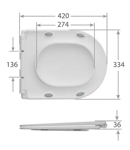 Сиденье для унитаза Mixxus Seat Cover Wave-2002 с микролифтом 420x334х36 мм MI6695, Белый - фото 3