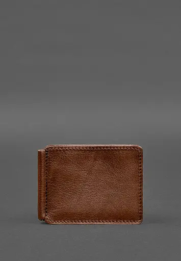 Кожаное портмоне 13.0 зажим светло-коричневый краст - фото 2