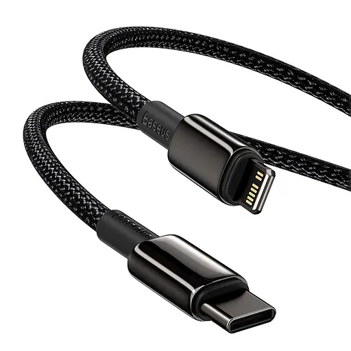 Кабель Baseus Tungsten Gold Fast Charging Data Cable Type-C to iP PD 20W 2m Black - фото 5