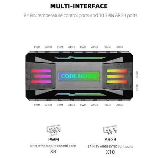 Контролер Coolmoon PWM ARGB controller (CM-PA1-W) White - фото 8