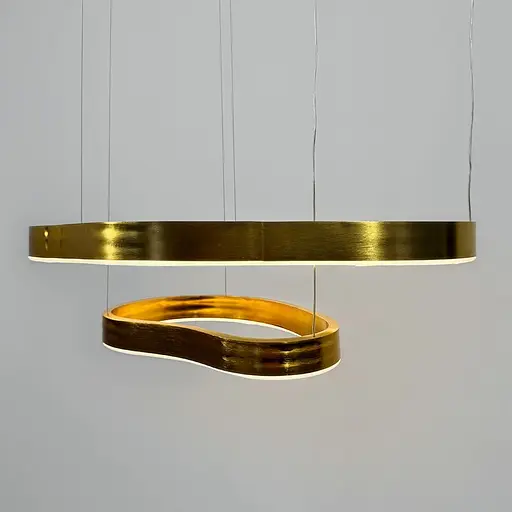 Ефектна золота люстра на 2 яруси 65х55 см та 45х30 см | Арт. PCL006-600*400 PGD | Line F - фото 4