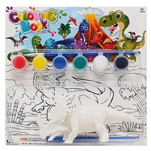 Набор для творчества раскраска "Динозавр" MK 5490-3, 1 фигурка, краски 6 цветов