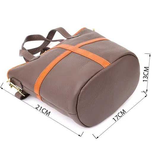 Женская кожаная сумка Vintage с коричневой вставкой на лицевой стороне 17х21х13 см sum0027617 - фото 3